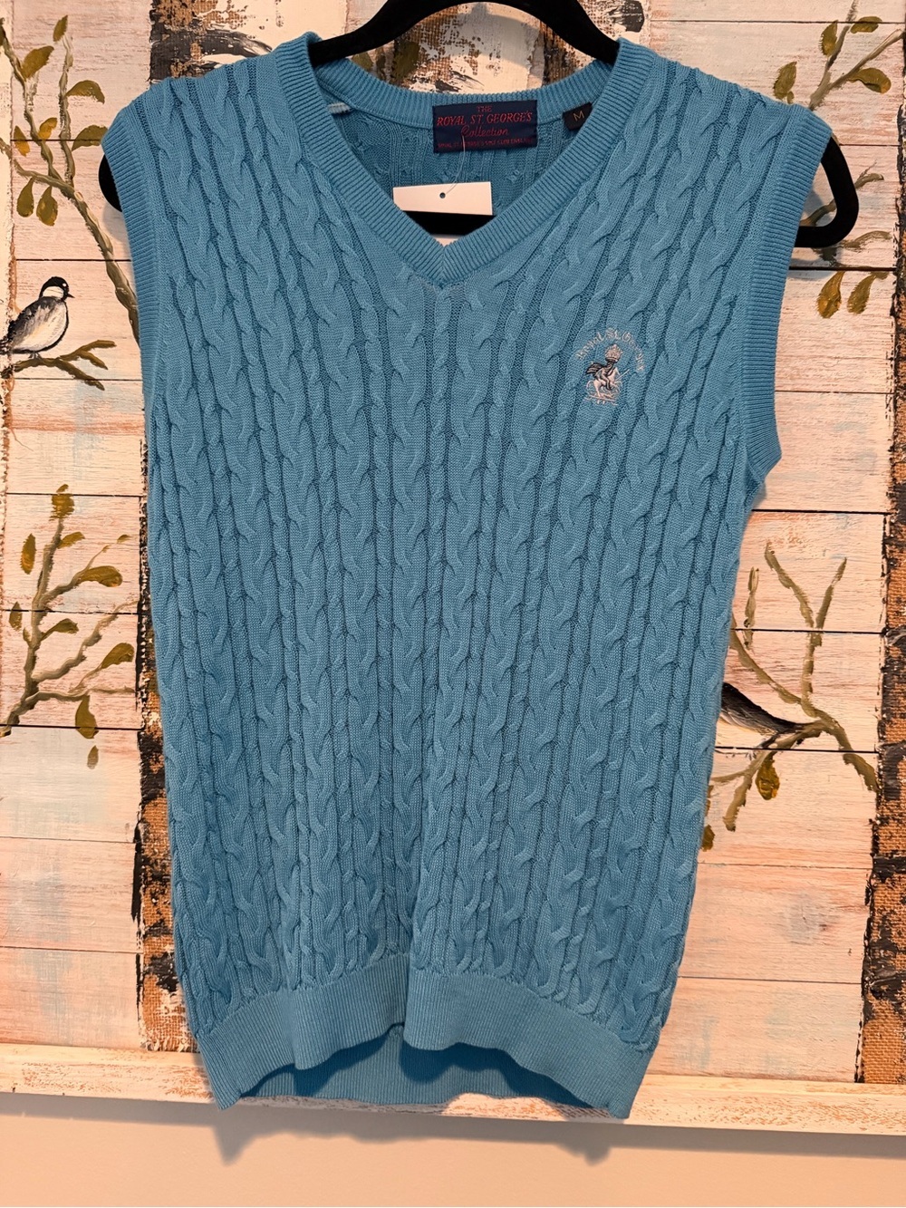 Royal St. George’s Collection Teal Cable Knit Sleeveless Sweater Vest
